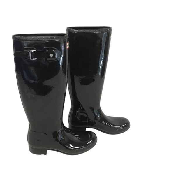 Hunter Original Tour Gloss Black Tall Rain Boots 8 NWOT - Picture 1 of 5